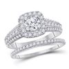 Image 1 : Round Diamond Bridal Wedding Ring Band Set 1-1/2 Cttw 14kt White Gold - REF-184R9X