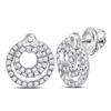 Image 1 : Womens Round Diamond Circle Earrings 1/2 Cttw 14kt White Gold - REF-41K5Y
