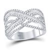 Image 1 : Womens Round Diamond Crossover Band Ring 1-5/8 Cttw 10kt White Gold - REF-82W9K