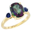 Image 1 : 2.64 CTW Mystic Topaz & Blue Sapphire Ring 10K Yellow Gold - REF-24X5M