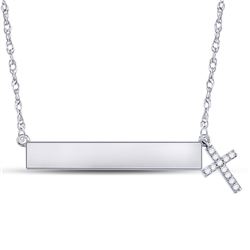 Womens Round Diamond Bar Cross Pendant Necklace 1/6 Cttw 10kt White Gold - REF-19F9W