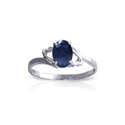 Genuine 1 ctw Sapphire Ring 14KT White Gold - REF-22F3Z