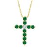 Image 1 : Womens Round Lab-Created Emerald Cross Pendant 5/8 Cttw 10kt Yellow Gold - REF-12Y9N