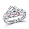 Image 1 : Round Diamond Bridal Wedding Ring Band Set 1 Cttw 14kt Two-tone Gold - REF-112R5X