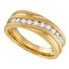 Image 1 : Mens Round Diamond Wedding Band Ring 1/2 Cttw 10kt Yellow Gold - REF-54K5Y