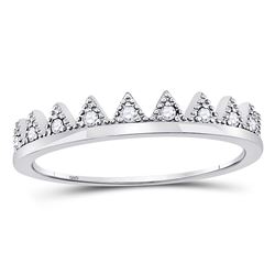 Womens Round Diamond Chevron Stackable Band Ring 1/10 Cttw 10kt White Gold - REF-10F5W