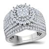 Image 1 : Round Diamond Cluster Bridal Wedding Ring Band Set 2 Cttw 14kt White Gold - REF-142W5K