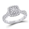 Image 1 : Womens Round Diamond Square Cluster Ring 1/2 Cttw 14kt White Gold - REF-52X9A