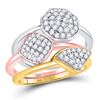 Image 1 : Womens Round Diamond Stackable Ring 3-Piece Set 3/4 Cttw 10kt Tri-Tone Gold - REF-52R9X