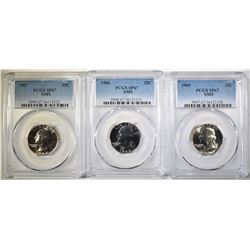 1965, 1966, & 1967 SMS QUARTERS, PCGS SP67