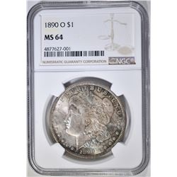 1890-O MORGAN DOLLAR, NGC MS-64 COLOR