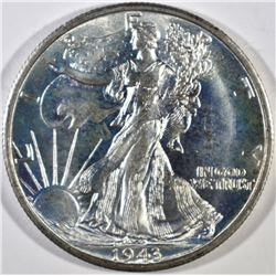 1943-S WALKING LIBERTY HALF, SUPERB GEM BU WHITE