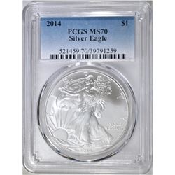 2014 AMERICAN SILVER EAGLE PCGS MS70