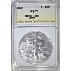 2020 AMERICAN SILVER EAGLE, OBCS PERFECT GEM BU