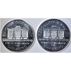 2014 & 15 1-oz SILVER AUSTRIA PHILHARMIC COINS