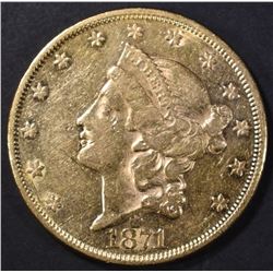 1871 $20 GOLD LIBERTY CH AU