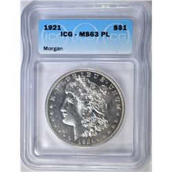 1921 MORGAN DOLLAR ICG MS-63 PL