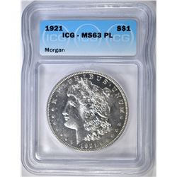 1921 MORGAN DOLLAR  ICG MS-63 PL