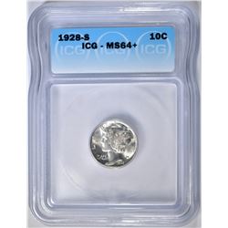 1928-S MERCURY DIME ICG MS-64+