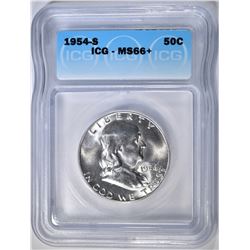 1954-S FRANKLIN HALF DOLLAR  ICG MS-66+