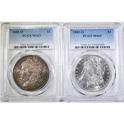 1883-O & 1885-O PCGS MS-63 MORGAN DOLLARS