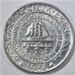 1936 NORFOLK COMMEM HALF DOLLAR CH BU