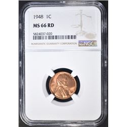 1948 LINCOLN CENT  NGC MS-66 RD