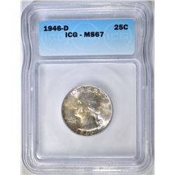 1946-D WASHINGTON QUARTER ICG MS-67