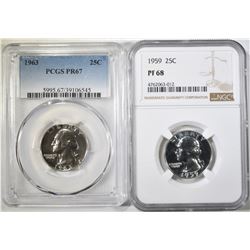 LOT OF 2 GRADED WASHINGTON QUARTERS: