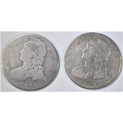 1833 VG & 1834 F BUST HALF DOLLARS