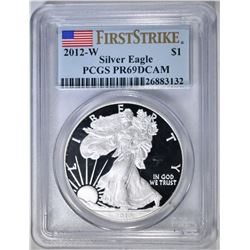 2012-W AMERICAN SILVER EAGLE  PCGS PR-69 DCAM