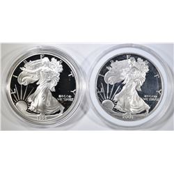 1995-P & 2003-W PROOF AMERICAN SILVER EAGLES