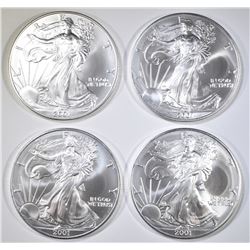 LOT OF 4 2001 AMERICAN SILVER EAGLES