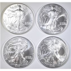 LOT OF 4 2001 AMERICAN SILVER EAGLES