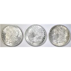 3 - 1921 MORGAN DOLLARS AU/UNC
