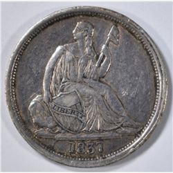 1837 NO STARS SEATED LIBERTY DIME XF