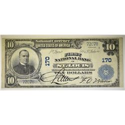 1902 $10 NATIONAL CURRENCY ST. LOUIS MO. F/VF