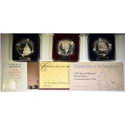 3-PROOF COMMEM SILVER DOLLARS