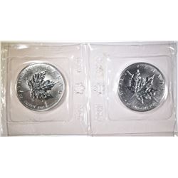 2-1989 CANADIAN 1oz SILVER MAPLE LEAF COINS
