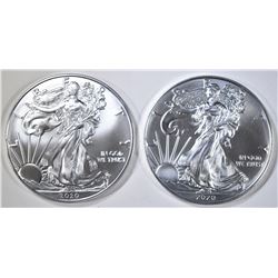 2-GEM BU 2020 AMERICAN SILVER EAGLES