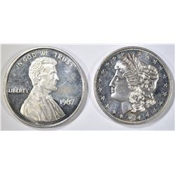 2-DIFFERENT ONE OUNCE SILVER ROUNDS