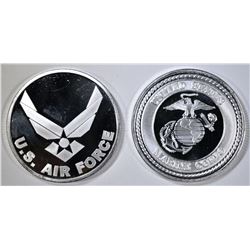 AIR FORCE & MARINES ONE OUNCE SILVER ROUNDS