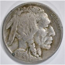 1919-D BUFFALO NICKEL  F/VF