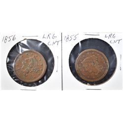 1855 VG & 1856 XF LARGE CENTS