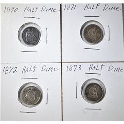 LOT OF 4 SEATED HALF DIMES: