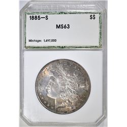 1885-S MORGAN DOLLAR, HCGS CH BU