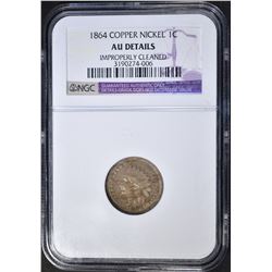 1864 INDIAN HEAD CENT COPPER NICKEL NGC AU