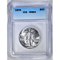 1944 WALKING LIBERTY HALF DOLLAR, ICG MS-64