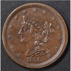 1856 HALF CENT CH BU