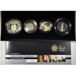 2009 UK SILVER PROOF PIEDFORT 4-COIN COLLECTION